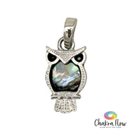Abalone Shell Owl Sterling Silver Pendant