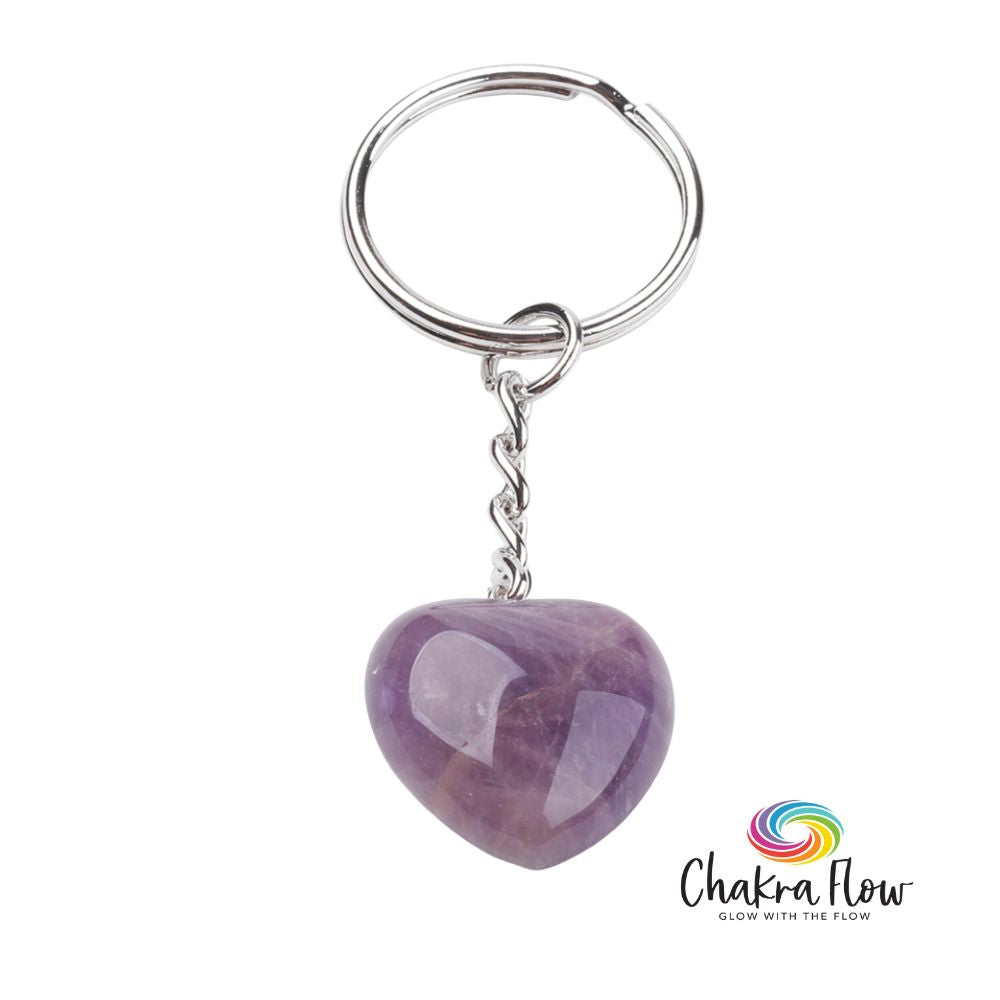 Amethyst Heart Keychain