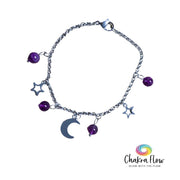 Amethyst Moon & Stars Charm Bracelet