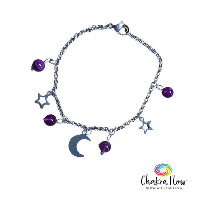 Amethyst Moon & Stars Charm Bracelet