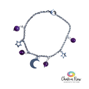Amethyst Moon & Stars Charm Bracelet