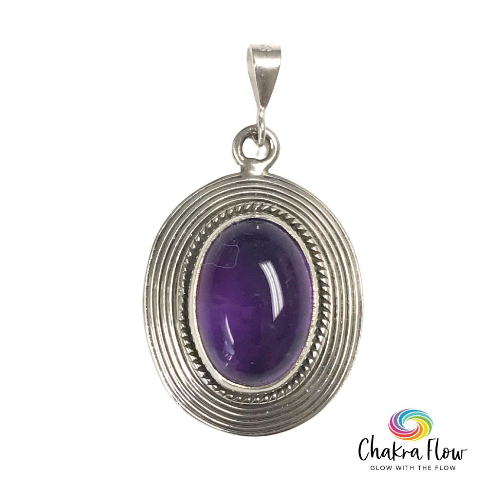 Amethyst Oval Sterling Silver Pendant