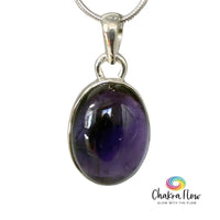 Amethyst Sterling Silver Oval Pendant
