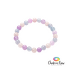 Multicolored beaded bracelet on a white background with 'Chakra Flow' branding.