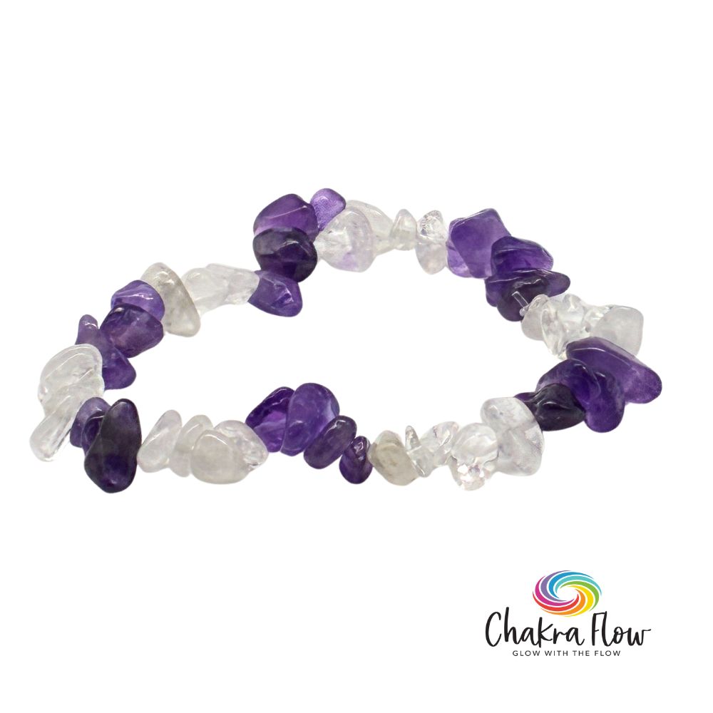 Amethyst & Clear Quartz Chips Bracelet