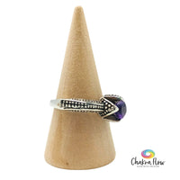 Amethyst Sterling Silver Ring Size 8 Side View