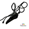 Black Obsidian Raven Skull Adjustable Necklace