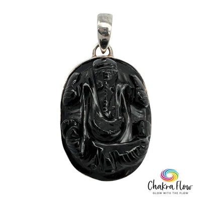 Black Onyx Ganesha Sterling Silver Pendant