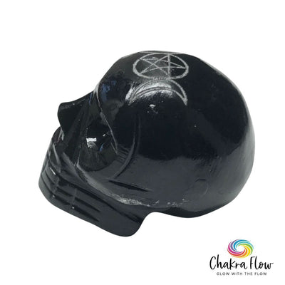Black Onyx Skull Triple Moon Pentacle