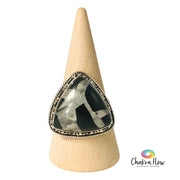 Black Septarian Sterling Silver Ring Size 