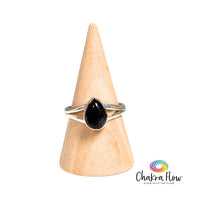 Black Tourmalinated Quartz Sterling Silver Ring