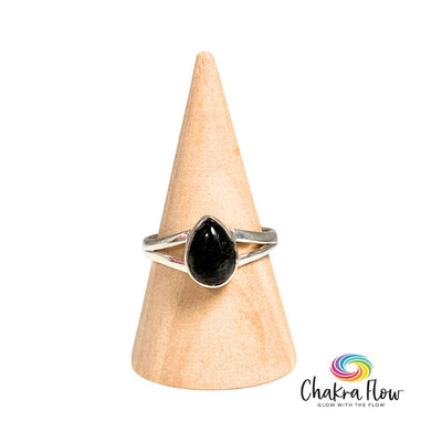 Black Tourmalinated Quartz Sterling Silver Ring
