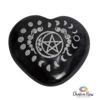 Black Tourmaline Heart - Moon Phases