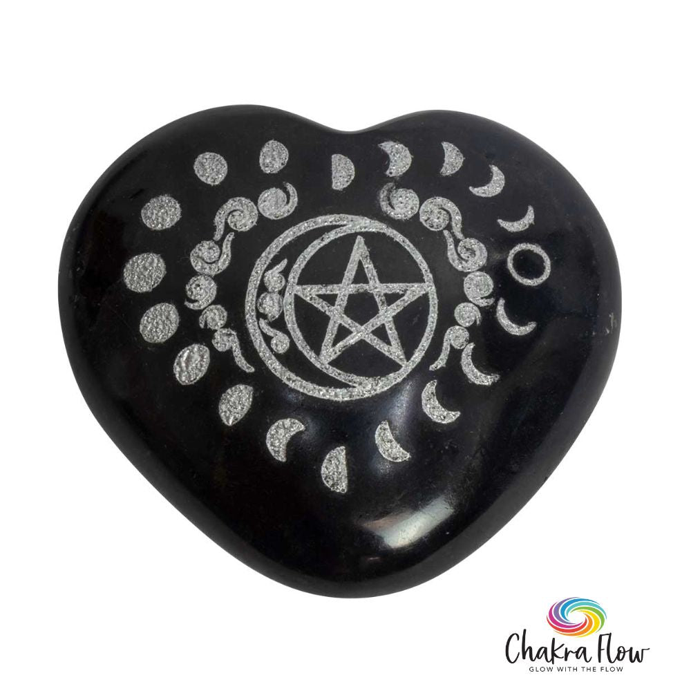 Black Tourmaline Heart - Moon Phases