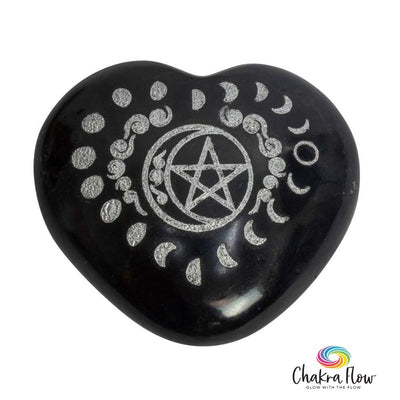 Black Tourmaline Heart - Moon Phases