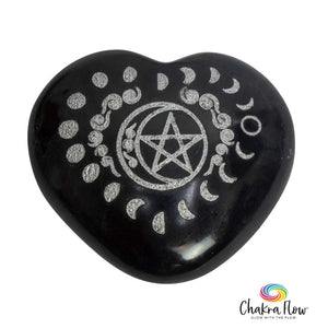 Black Tourmaline Heart - Moon Phases