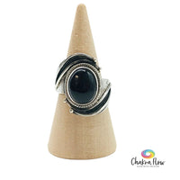Black Tourmaline Sterling Silver Ring Size 6