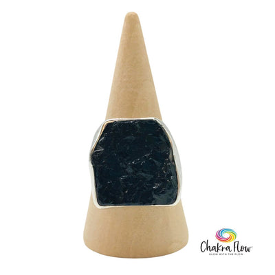 Black Tourmaline Sterling Silver Ring Size 7.75