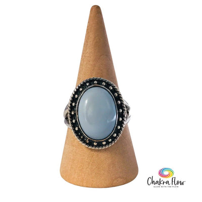 Blue Opal Sterling Silver Ring Size 8.5