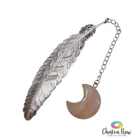 Bookmark Feather with Rose Quartz Moon