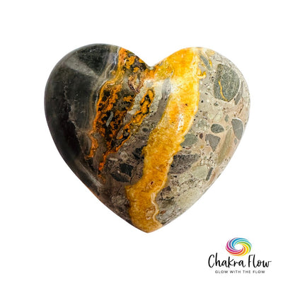 Bumblebee Jasper Heart Palm Stone