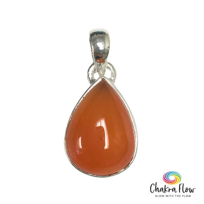 Carnelian Teardrop Sterling Silver Pendant