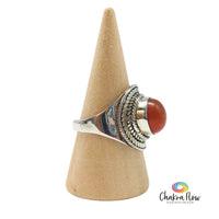 Carnelian Sterling Silver Ring Size 8 Side View 