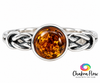 Baltic Amber Celtic Knot Sterling Silver Ring Size 8