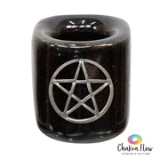 Ceramic Mini Candle Holder with Metal Pentacle