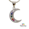 Chakra Moon Sterling Silver Pendant