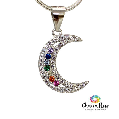 Chakra Moon Sterling Silver Pendant