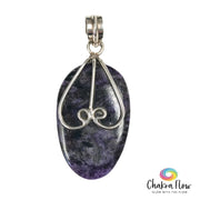 Charoite Oval Sterling Silver Pendant