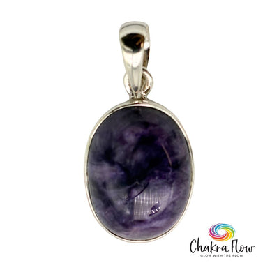 Charoite Oval Sterling Silver Pendant