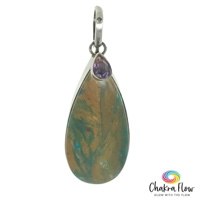 Chrysocolla & Amethyst Sterling Silver Pendant