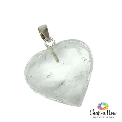 Clear Quartz Heart Sterling Silver Pendant