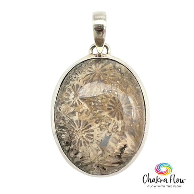 Coral Fossil Sterling Silver Pendant