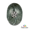 Dark Green Aventurine Palm Stone with Metal Pentacle