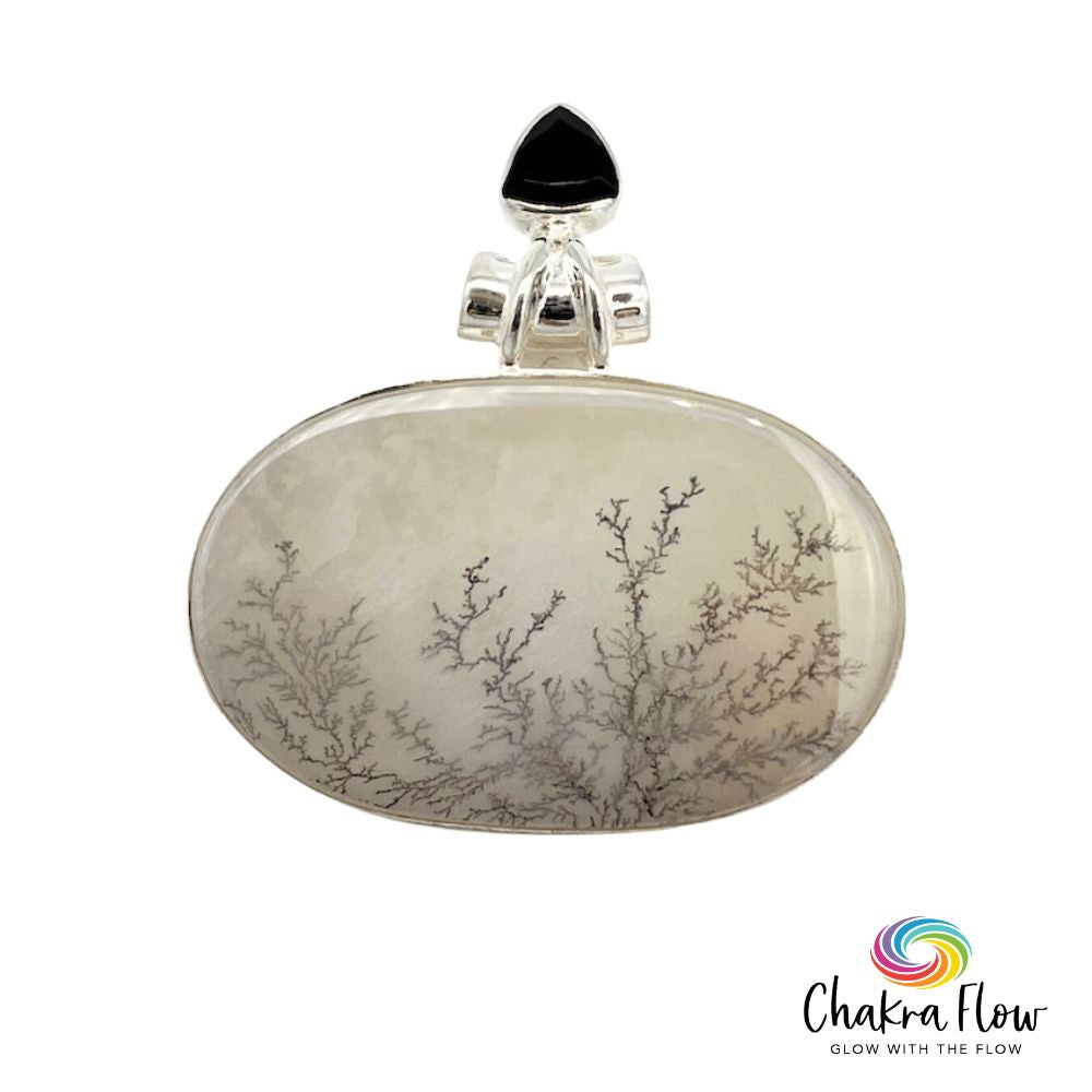 Dendritic Agate Sterling Silver Pendant