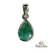 Emerald Teardrop Sterling Silver Pendant 