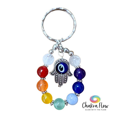 Evil Eye Hamsa Chakra Keychain