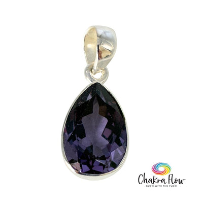 Faceted Alexandrite Teardrop Sterling Silver Pendant