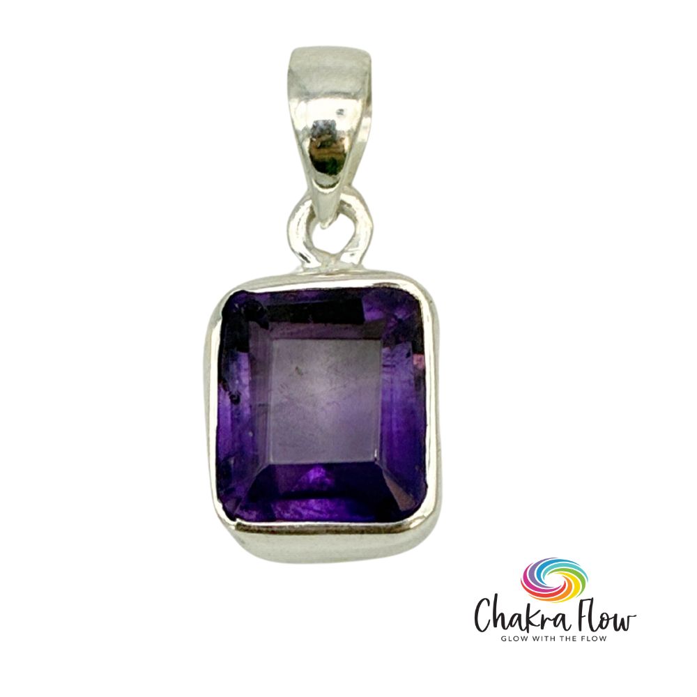 Faceted Amethyst Sterling Silver Pendant