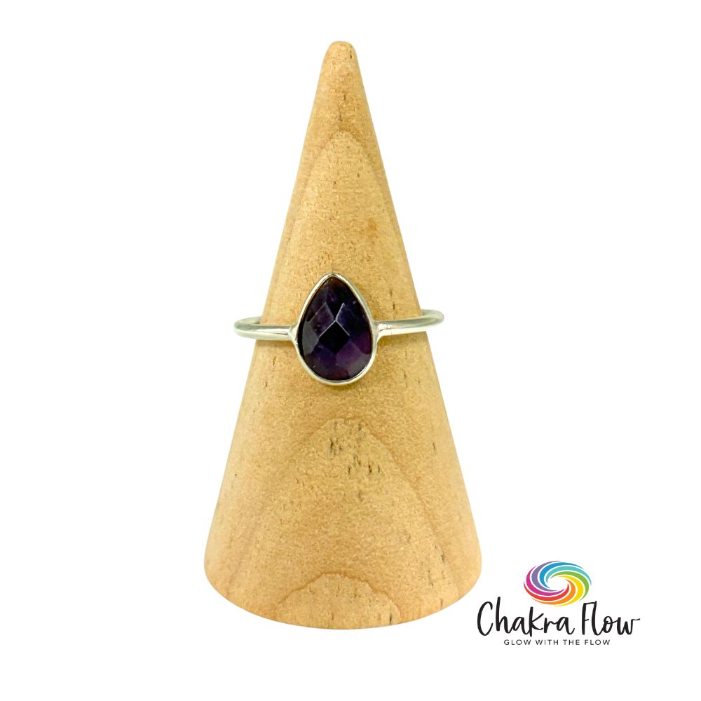Faceted Amethyst Sterling Silver Stacker Ring 