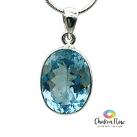 Faceted Blue Topaz Sterling Silver Pendant