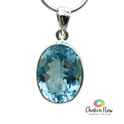 Faceted Blue Topaz Sterling Silver Pendant