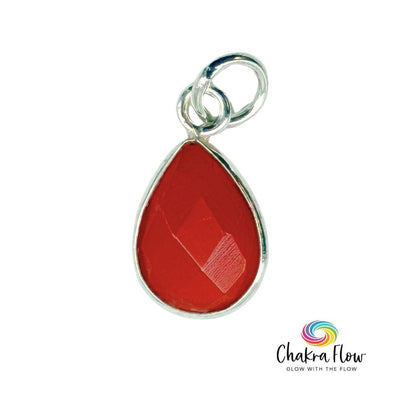 Faceted Carnelian Teardrop Sterling Silver Pendant