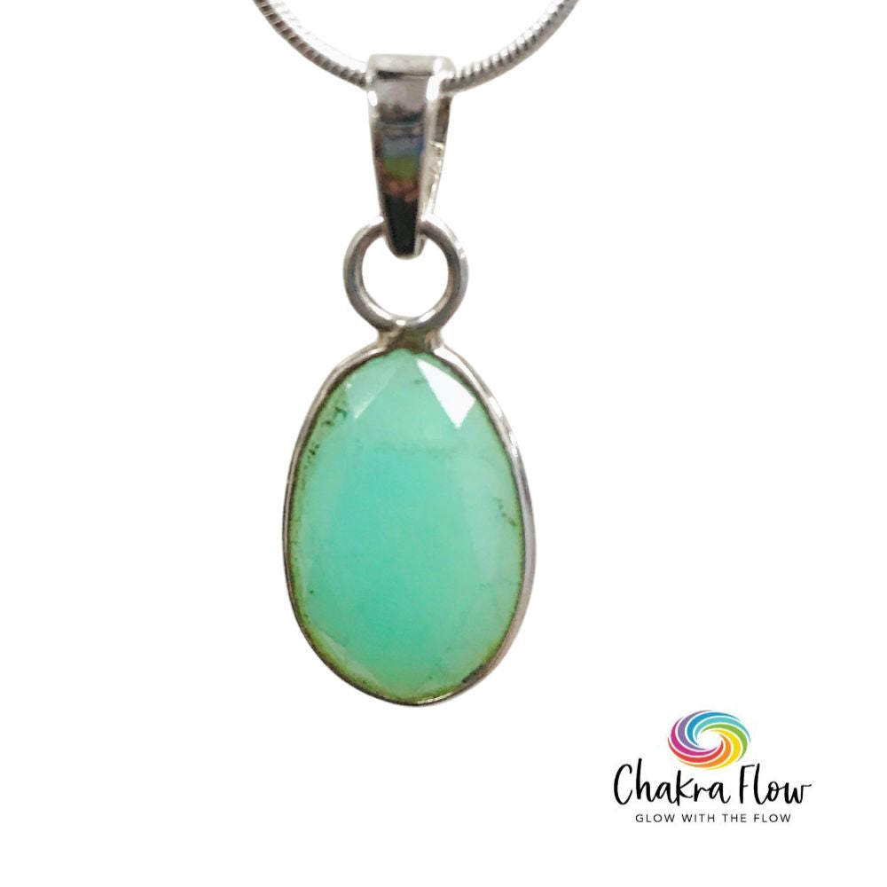 Faceted Chrysoprase Sterling Silver Pendant