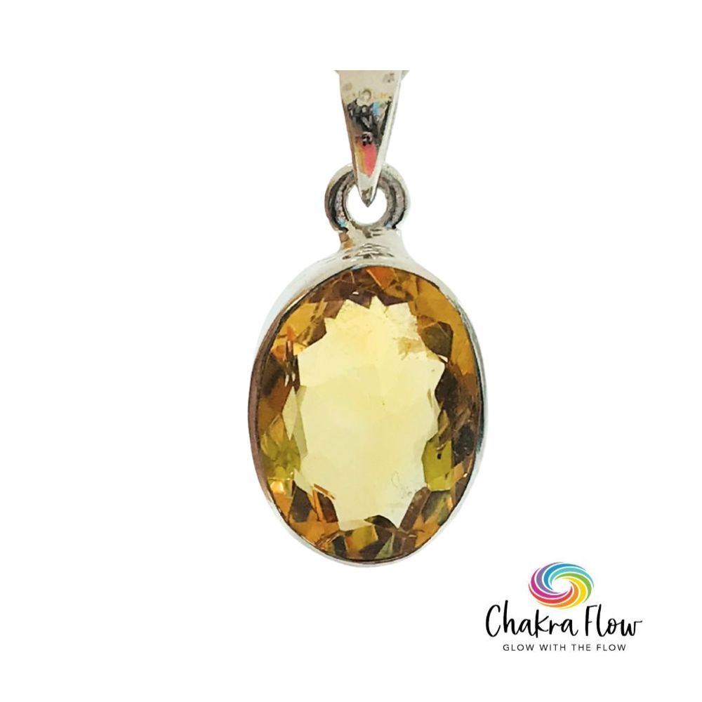Faceted Citrine Sterling Silver Pendant
