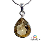 Faceted Citrine Teardrop Sterling Silver Pendant