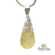 Faceted Citrine Wire Wrapped Sterling Silver Pendant